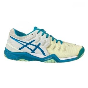 ASICS Gel Resolution 7 Sneakers womens 9 blue teal pickleball tennis GUC shoes